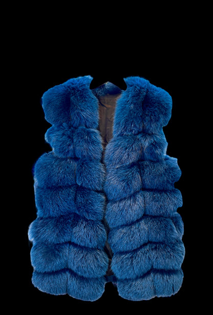 Colbalt Blue Fox fur vest